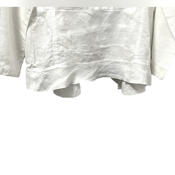 Eileen Fisher White Linen Open Front Tie Waist Lightweight Jacket Layer Size S - Picture 4 of 7
